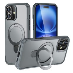   MagnoFold szürke MagSafe kompatibilis iPhone 16 védőtok kihajtható gyűrűvel