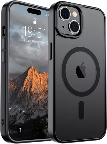 Frosted fekete iPhone 15 MagSafe tok