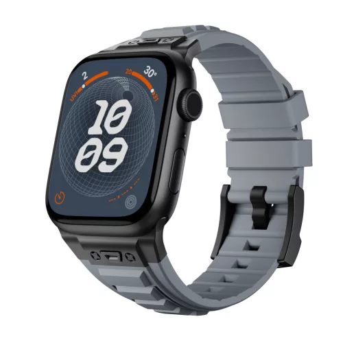 Apple Watch szürke explorer szíj fekete csatlakozóval 42/44/45/49 mm (Series 1-9, SE, Ultra) és 46 mm (Series 10/11/12)