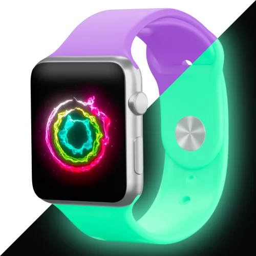 Apple Watch lila sötétben világítós szilikon szíj