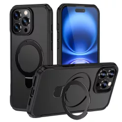   MagnoFold fekete MagSafe kompatibilis iPhone 16 Pro Max védőtok kihajtható gyűrűvel