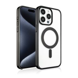   Fekete titán színű, átlátszó iPhone 15 Pro Max MagSafe védőtok