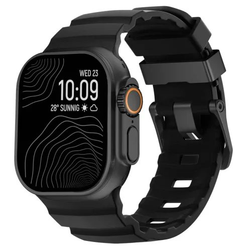 SteelActive Sport fekete Apple Watch szilikon szíj fekete csattal