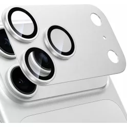   Armor kameralencse- és teljes kamerasziget-védő iPhone 18 Pro készülékhez - alumínium + üveg (ezüst)