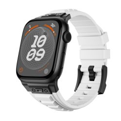   Apple Watch fehér explorer szíj fekete csatlakozóval 42/44/45/49 mm (Series 1-9, SE, Ultra) és 46 mm (Series 10/11)