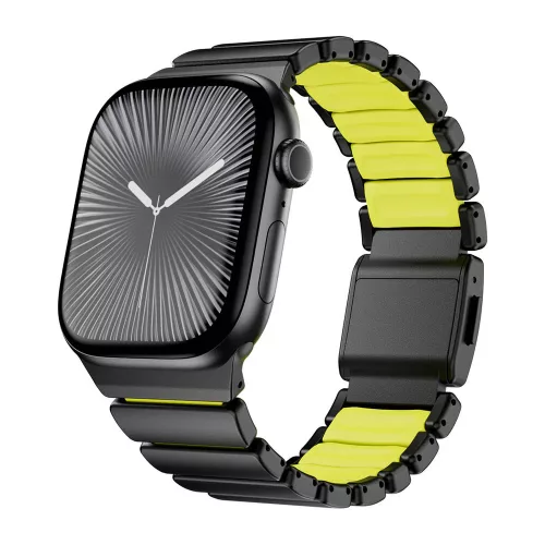 Magnetix fekete-zöld Apple Watch fémszíj (mágneses csattal)