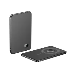   F20s mágneses PowerBank 5000 mAh – iPhone, Apple Watch és AirPods készülékekhez, fekete
