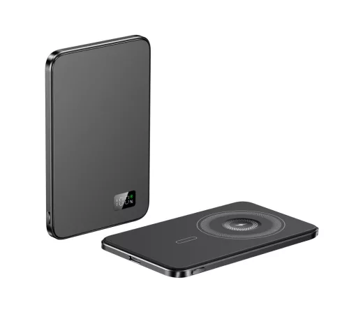 F20s mágneses PowerBank 5000 mAh – iPhone, Apple Watch és AirPods készülékekhez, fekete