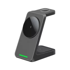   OJD-128 vezeték nélküli MagSafe töltő, 3 az 1-ben töltőállomás, asztali gyorstöltő, fekete