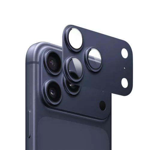 Armor kameralencse és kamerasziget védő iPhone 17 Pro Max (6.9") – alumínium + üveg (mélykék)