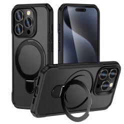   MagnoFold fekete MagSafe kompatibilis iPhone 14 Pro Max védőtok kihajtható gyűrűvel