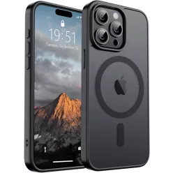 Frosted fekete iPhone 15 Pro MagSafe tok