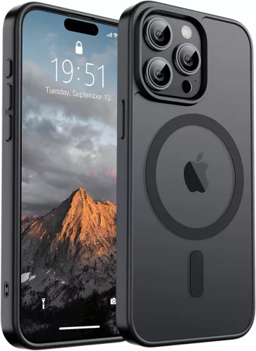Frosted fekete iPhone 15 Pro MagSafe tok