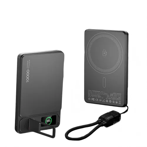 C2 mágneses PowerBank 10 000 mAh – iPhone, Apple Watch és AirPods készülékekhez, fekete