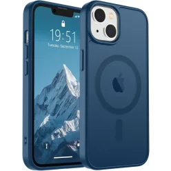 Frosted sötétkék iPhone 14 Plus MagSafe tok