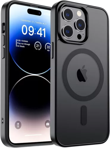 Frosted fekete iPhone 14 Pro MagSafe tok