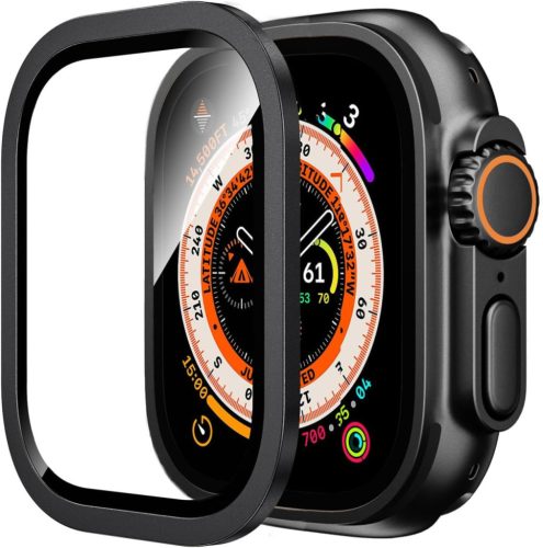 Titánium Apple Watch Ultra üvegfólia applikátorral - fekete (49MM)