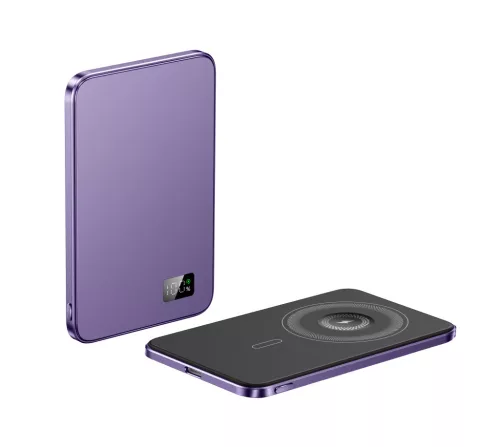 F20s mágneses PowerBank 5000 mAh – iPhone, Apple Watch és AirPods készülékekhez, lila
