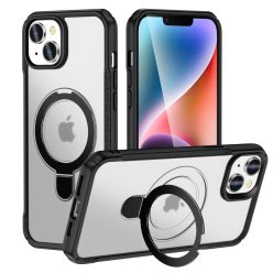   MagnoFold fekete/áttetsző MagSafe kompatibilis iPhone 15 védőtok kihajtható gyűrűvel