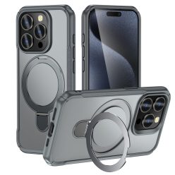   MagnoFold szürke MagSafe kompatibilis iPhone 15 Pro védőtok kihajtható gyűrűvel