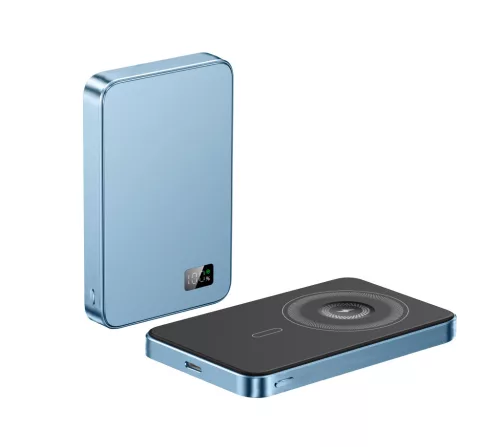 F20 mágneses PowerBank 10 000 mAh – iPhone, Apple Watch és AirPods készülékekhez, kék