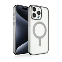   Natúr titán színű, átlátszó iPhone 15 Pro Max MagSafe védőtok