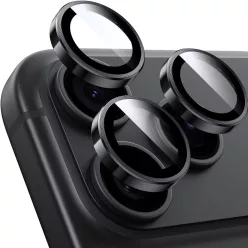   iPhone 18 Pro / iPhone 18 Pro Max fekete kameragyűrű-védő fólia applikátorral - 1 készlet (3 kameragyűrűhöz)