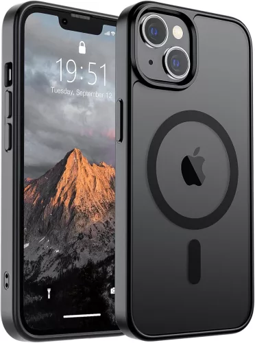 Frosted fekete iPhone 14 Plus MagSafe tok