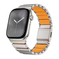   Magnetix titánszürke-narancssárga Apple Watch fémszíj (mágneses csattal)