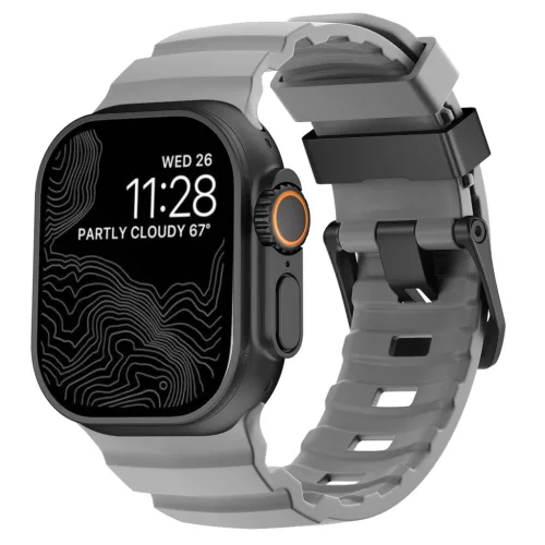 SteelActive Sport szürke Apple Watch szilikon szíj fekete csattal