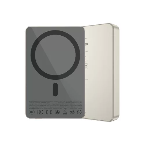 W36 10000mAh MagSafe kompatibilis PowerBank, titánszürke színű
