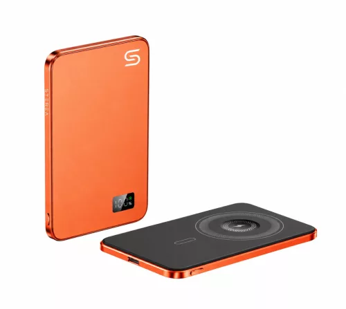 F20s mágneses PowerBank 5000 mAh – iPhone, Apple Watch és AirPods készülékekhez, narancssárga