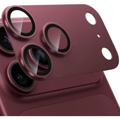   Armor kameralencse- és teljes kamerasziget-védő iPhone 18 Pro Max készülékhez - alumínium + üveg (burgundi)