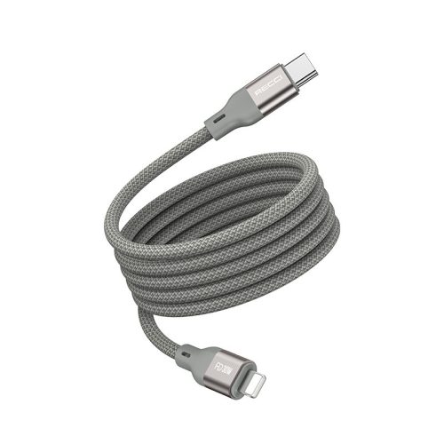 Mágneses fonott USB-C - Lightning töltőkábel (30W) - natúr titán