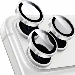   iPhone 18 Pro / iPhone 18 Pro Max ezüst kameragyűrű-védő fólia applikátorral - 1 készlet (3 kameragyűrűhöz)