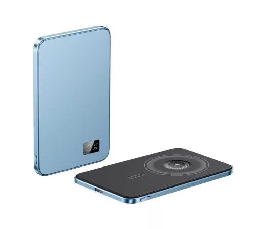F20s mágneses PowerBank 5000 mAh – iPhone, Apple Watch és AirPods készülékekhez, kék