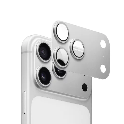 Armor kameralencse és kamerasziget védő iPhone 17 Pro (6.3") – alumínium + üveg (ezüst)