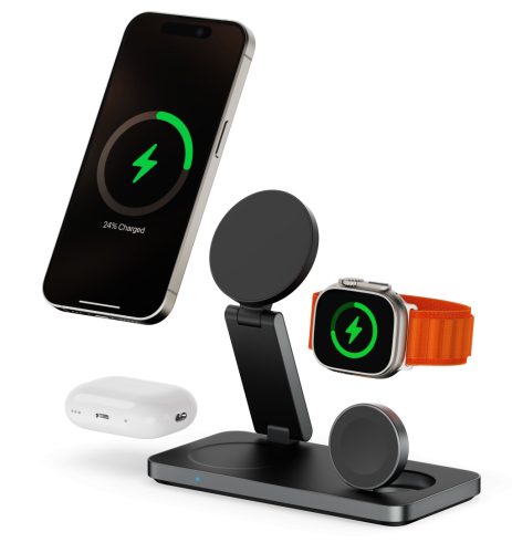 T8 22.5W MagSafe kompatibilis vezeték nélküli töltőállomás iPhone, Apple Watch és Airpods készülékekhez