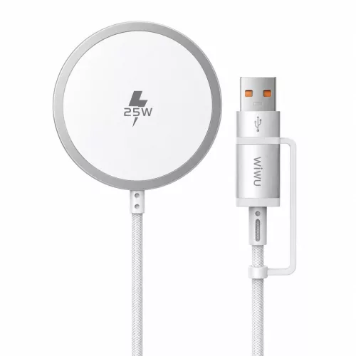 25W Qi2.2 MagSafe kompatibilis mágneses vezeték nélküli töltő USB-C és USB-A csatlakozóval