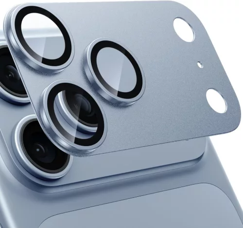 Armor kameralencse- és teljes kamerasziget-védő iPhone 18 Pro készülékhez - alumínium + üveg (gleccserszín)