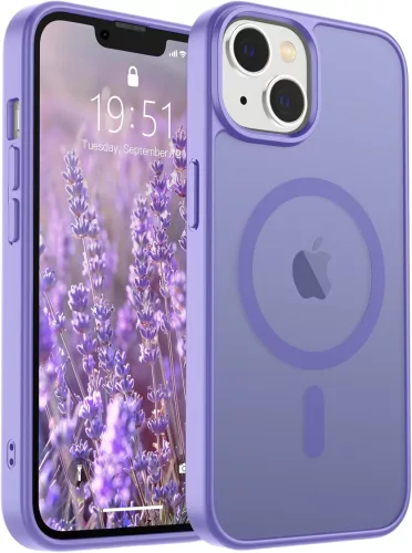Frosted lila iPhone 14 Plus MagSafe tok