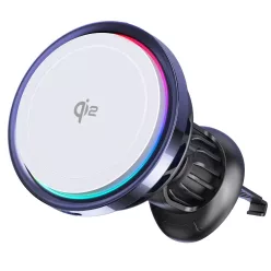   S23R 15W MagSafe Qi2 iPhone mágneses autós gyorstöltő RGB világítással, beépített hűtőventillátorral