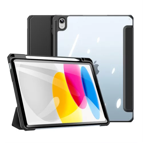 Toby Series fekete tok iPad 10 (2022) / iPad 11 (2025) készülékhez – Apple Pencil tartóval, Auto Sleep/Wake funkcióval
