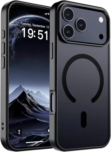 Frosted fekete iPhone 17 Pro Max / iPhone 18 Pro Max MagSafe tok