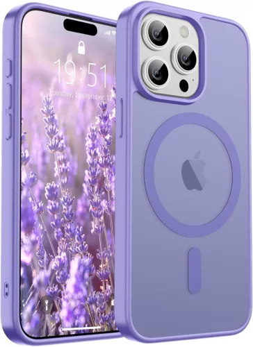Frosted lila iPhone 15 Pro MagSafe tok