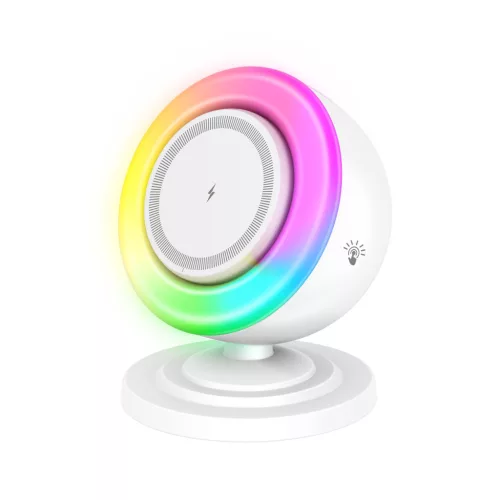 OJD-136 15W vezeték nélküli MagSafe kompatibilis töltőállomás LED világítással, beépített hangszóróval