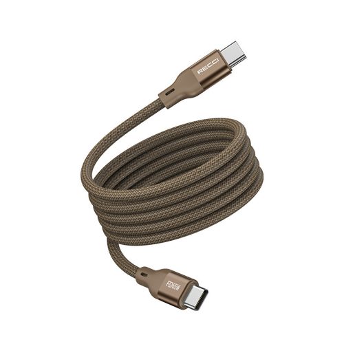 Mágneses fonott USB-C - USB-C töltőkábel (65W) - sivatagi titán