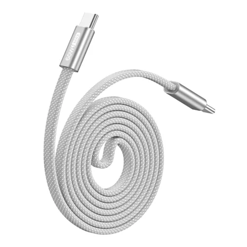 Mágneses fonott USB-C - USB-C töltőkábel (60W) - szürke