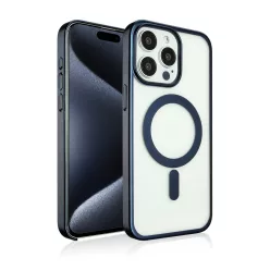   Kék titán színű, átlátszó iPhone 15 Pro Max MagSafe védőtok