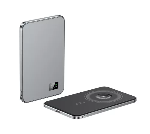 F20s mágneses PowerBank 5000 mAh – iPhone, Apple Watch és AirPods készülékekhez, szürke
